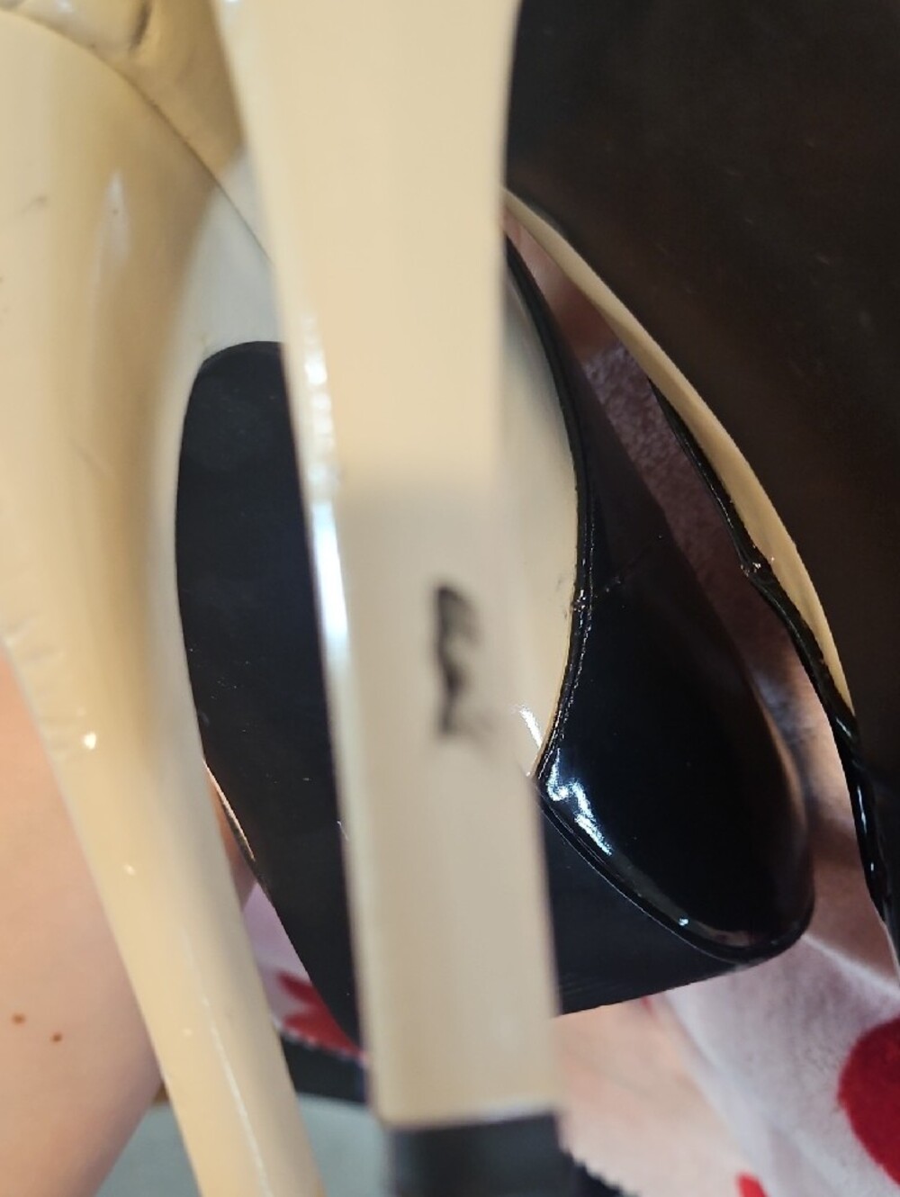 GUESS Black Patent Peep-Toe Pumps - Picture 5 of 10